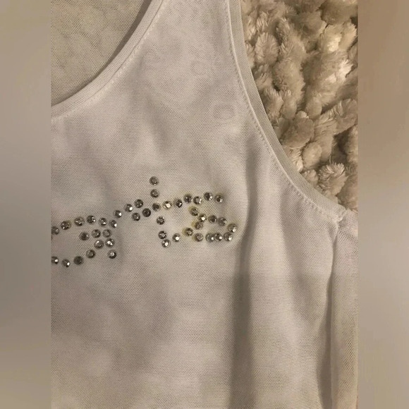 Free with purchase 2 Vintage G-Sports Sheer White Bling Tank Top Size Small - Picture 3 of 6